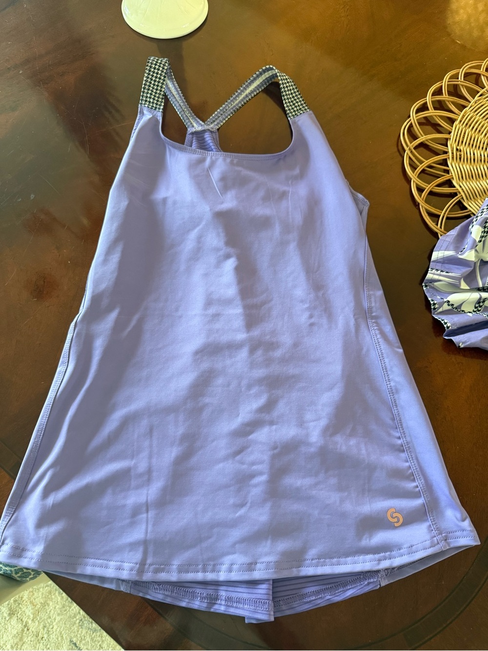 Cross Court Tennis Tank with Strappy Houndstooth Back
